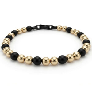 Браслет W&W Black Onyx 6 mm Fancy Beads