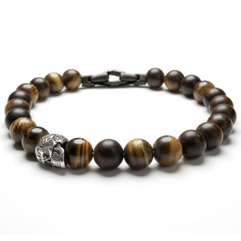 БРАСЛЕТ W&W MATTE TIGER EYE SKULL