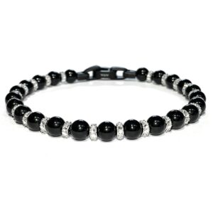 Браслет W&W Black Onyx Plus Pave Upside-Down White Mois 22 Beads
