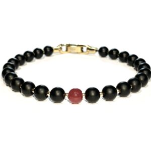 Браслет W&W Black Onyx Plus Red Carnelian