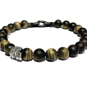 Браслет W&W Matte Tiger Eye Skull