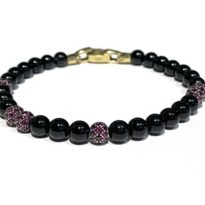 Браслет W&W Black Onyx Plus Red Ruby 6 Beads